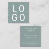 ELEGANT MINIMALIST SJABLOON DESIGN LOGO SAGE GROEN VIERKANTE VISITEKAARTJE (Voorkant / Achterkant)
