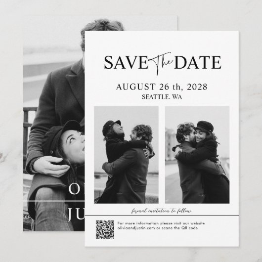 Elegant minimalist slaat de datum op kaart (Voorkant / Achterkant)