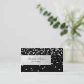 Elegant minimalist, striped, zwart, Confetti Visitekaartje (Staand voorkant)