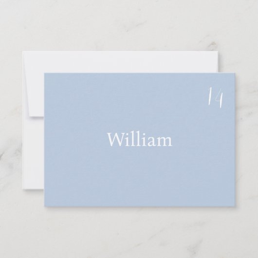Elegant minimalist Stusty Blue Wedding Place Card (Voorkant)