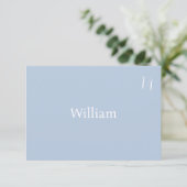 Elegant minimalist Stusty Blue Wedding Place Card (Staand voorkant)