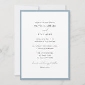Elegant minimalist Stusty Blue Wedding Uitnodiging (Voorkant)
