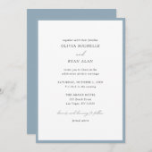 Elegant minimalist Stusty Blue Wedding Uitnodiging (Voorkant / Achterkant)