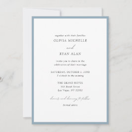 Elegant minimalist Stusty Blue Wedding Uitnodiging