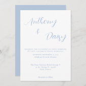 Elegant minimalist Stusty Blue Wedding Uitnodiging (Voorkant / Achterkant)