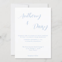Elegant minimalist Stusty Blue Wedding Uitnodiging