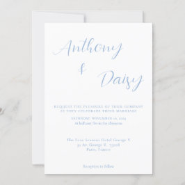 Elegant minimalist Stusty Blue Wedding Uitnodiging