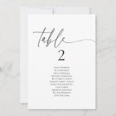 Elegant minimalist table number seating chart card (Voorkant)