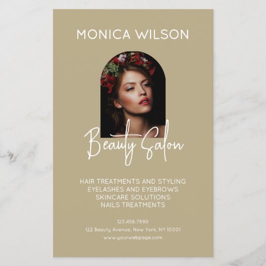 Elegant minimalist tan beauty salon flyer (Voorkant)