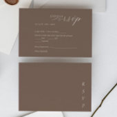 Elegant Minimalist Taupe Ivory Script Wedding RSVP Kaartje