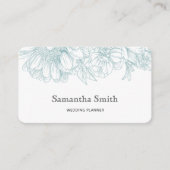 Elegant Minimalist Teal Green Floral Line Art Visitekaartje (Voorkant)