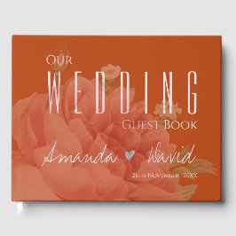 Elegant minimalist Terracotta Rust Floral Wedding Gastenboek