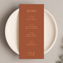 Elegant minimalist Terracotta Wedding Menu