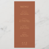 Elegant minimalist Terracotta Wedding Menu (Voorkant)
