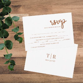 Elegant minimalist Terracotta Wedding RSVP Kaartje