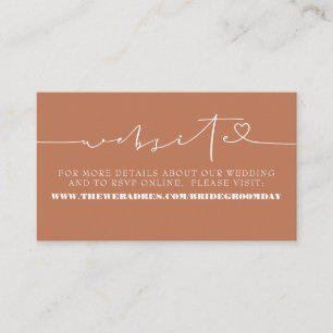 Elegant minimalist Terracotta Wedding Website Informatiekaartje