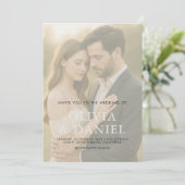 Elegant Minimalist Transparent Photo Wedding Kaart (Staand voorkant)