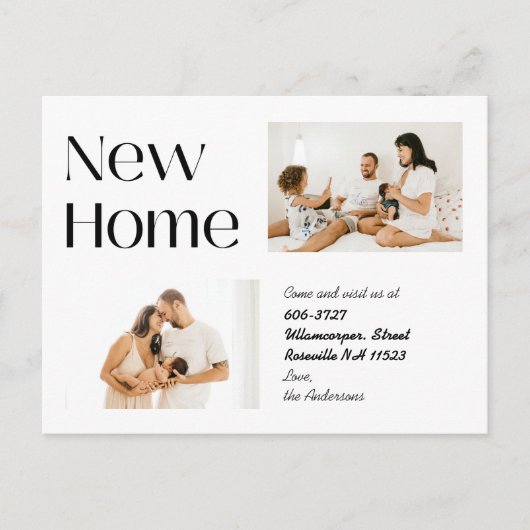 Elegant minimalist Twee foto's nieuwe startpagina Aankondigingskaart (Voorkant)