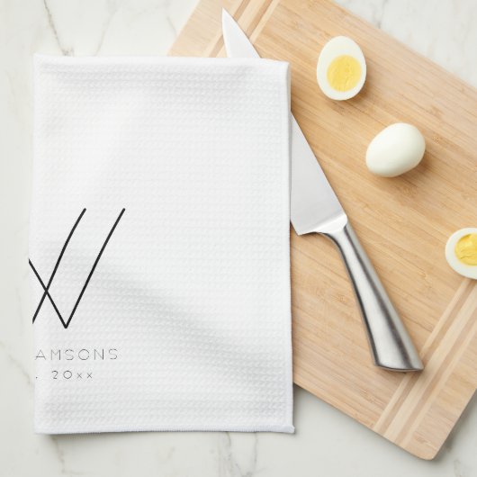 Elegant minimalist Typografie Monogram Theedoek (Quarter Fold)