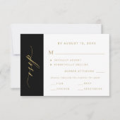 Elegant minimalist typography gold black wedding RSVP kaartje (Voorkant)