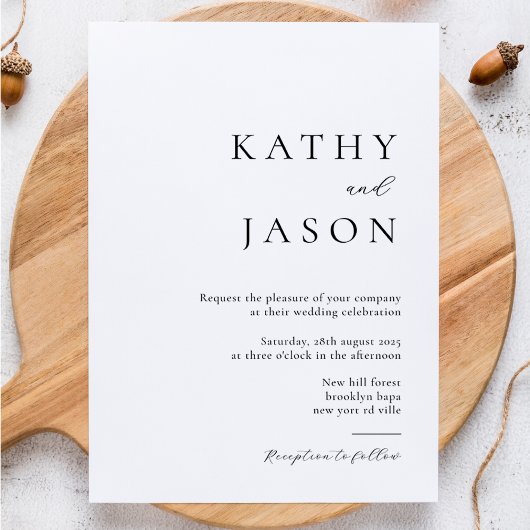 Elegant Minimalist Typography Script Wedding Kaart