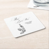 Elegant Minimalist Vino Before Vows Bridal Shower Kartonnen Onderzetters (Schuin)