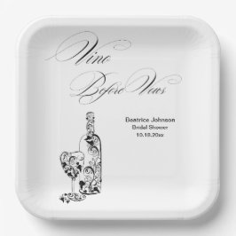 Elegant Minimalist Vino Before Vows Bridal Shower Papieren Bordje
