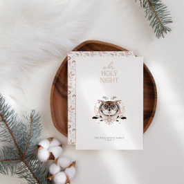 Elegant Minimalist Waterverf Heilige Nachtfoto nie Folie Feestdagenkaart