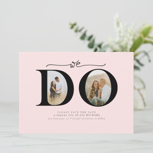 Elegant minimalist We besparen datum 2-foto's Save The Date (Staand voorkant)