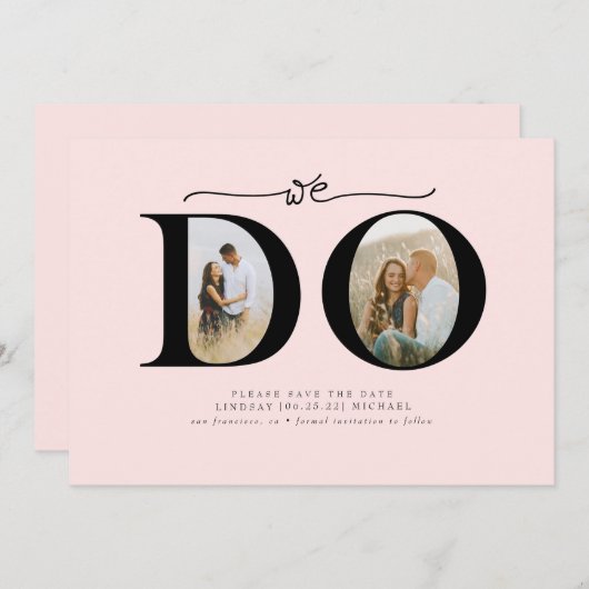 Elegant minimalist We besparen datum 2-foto's Save The Date (Voorkant / Achterkant)