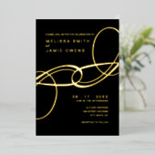 Elegant minimalist Weddenschap Black en Gold Folie Uitnodiging (Staand Voorkant)