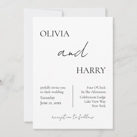 Elegant minimalist Weddenschap Black White Kaart (Voorkant)