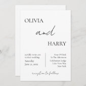 Elegant minimalist Weddenschap Black White Kaart (Voorkant / Achterkant)