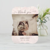 Elegant Minimalist Weddenschap Foto bedankt Kaart (Staand voorkant)