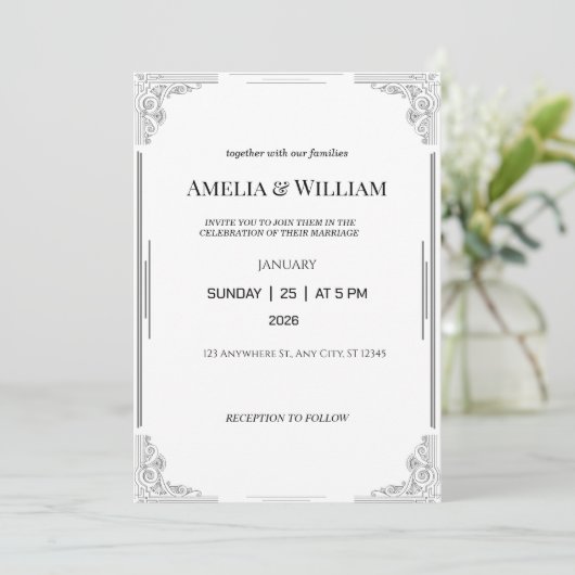 Elegant minimalist Weddenschap Kaart (Staand voorkant)