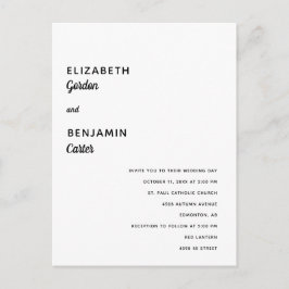 Elegant minimalist Weddenschap Simple Typography B Briefkaart