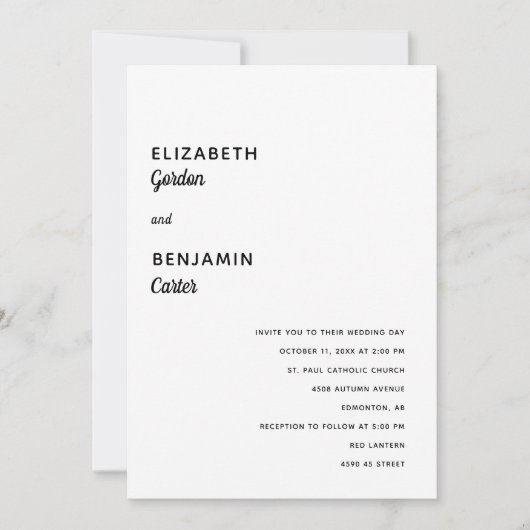 Elegant minimalist Weddenschap Simple Typography B Kaart (Voorkant)