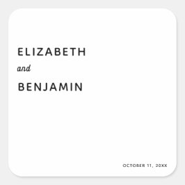 Elegant minimalist Weddenschap Simple Typography B Vierkante Sticker