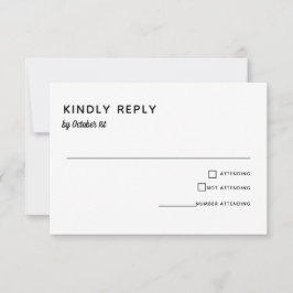 Elegant minimalist Weddenschap Simple Typography R RSVP Kaartje