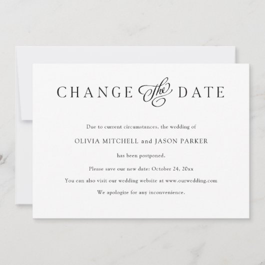 Elegant minimalist | Weddenschap Verander de datum Kaart (Voorkant)