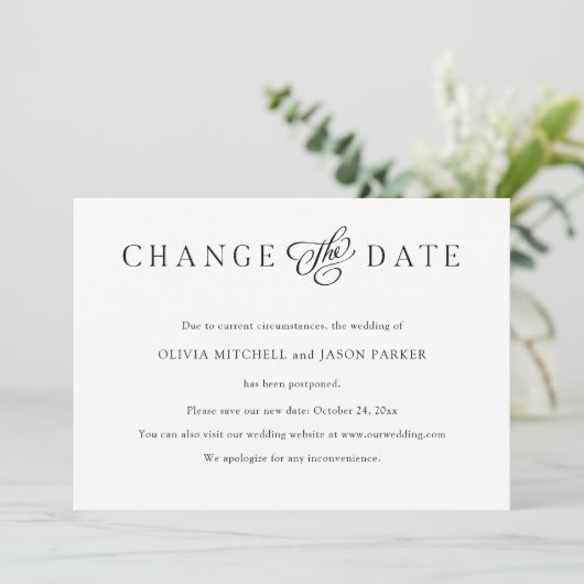 Elegant minimalist | Weddenschap Verander de datum Kaart (Staand voorkant)