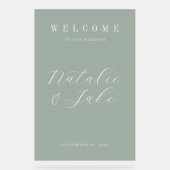 Elegant minimalist Weddenschap Welkom Acryl Bord (Voorkant)