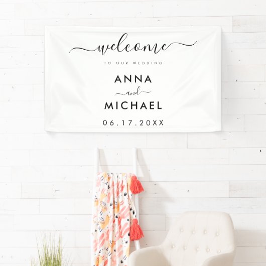 Elegant minimalist Weddenschap Welkom Spandoek (Insitu)