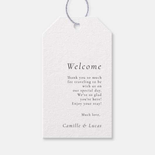 Elegant minimalist Weddenschap Welkomstcadeau-Labe Cadeaulabel (Voorkant)