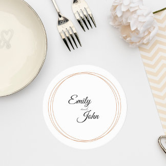 Elegant Minimalist Wedding Coaster Ronde Kartonnen Onderzetter