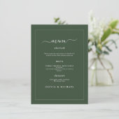 Elegant Minimalist Wedding Dark Green Classic Chic Menu (Staand voorkant)