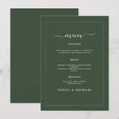 Elegant Minimalist Wedding Dark Green Classic Chic Menu (Voorkant / Achterkant)