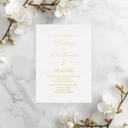 Elegant minimalist wedding   folie uitnodiging