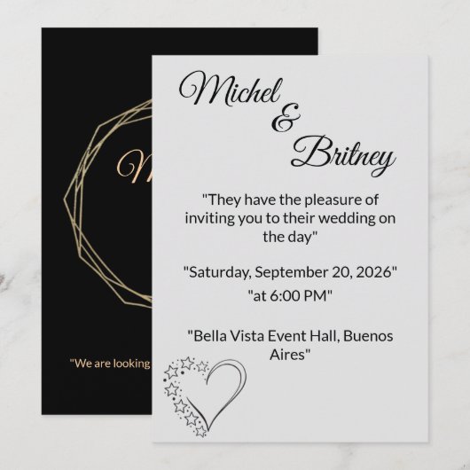 "Elegant Minimalist Wedding Invitation" Kaart (Voorkant / Achterkant)