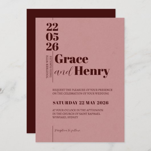 Elegant Minimalist Wedding Invitation Kaart (Voorkant / Achterkant)